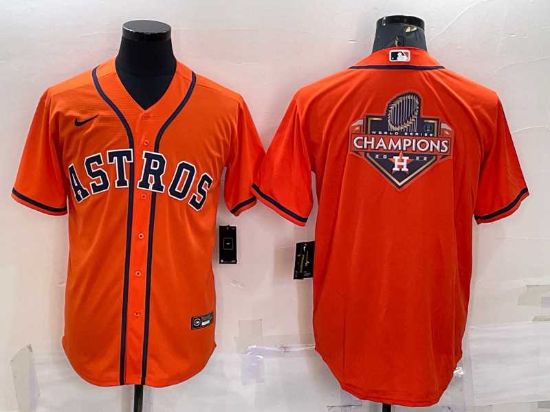 Men%27s Houston Astros Orange Champions Big Logo Stitched MLB Cool Base Nike Jersey